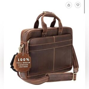 LUXORRO Leather Briefcase Laptop Bag Dark Brown, like new